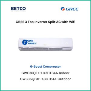 Gree 3 Ton Inverter Split AC with WiFi and G-Boost Compressor for energy-efficient cooling in large spaces