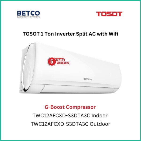 TOSOT 1 Ton Inverter Split AC with WiFi – energy-efficient air conditioner with G-Boost compressor for powerful, adaptable cooling