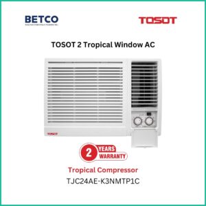 Tosot 2 Ton Tropical Window AC with tropical compressor, featuring 2-year warranty, by BETCO in Bahrain