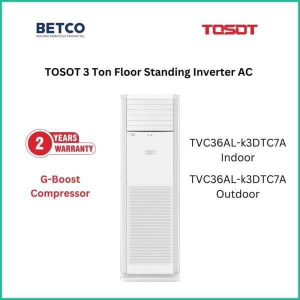 Tosot 3 Ton Floor Standing Inverter AC with G-Boost Compressor – Powerful Cooling, Energy Efficient for Large Spaces