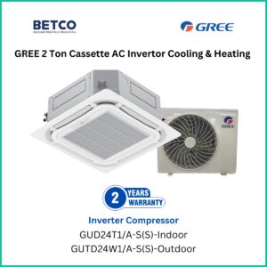 GREE 2 Ton Cassette Inverter AC with indoor and outdoor units for cooling and heating applications