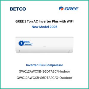 GREE 1 Ton Inverter Plus AC with WIFI – 2025 model, available at Betco Bahrain with 7-year warranty